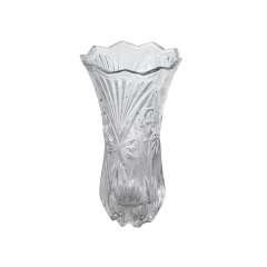 Vaso Decorativo Pequeno de Vidro Elegante com Relevos 19cm