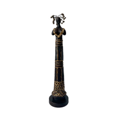 Escultura Decorativa Mulher Africana Em Resina Média
