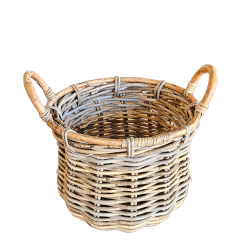 Cesto Artesanal em Rattan com Alça Trançado Médio