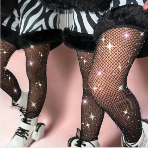 Meia calça arrastão com brilho