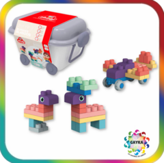 BLOQUES SOFT 50 PIEZAS EN CONTENEDOR PLASTICO CON RUEDAS - PHI PHI TOYS