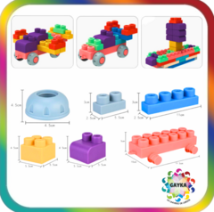 BLOQUES SOFT 50 PIEZAS EN CONTENEDOR PLASTICO CON RUEDAS - PHI PHI TOYS