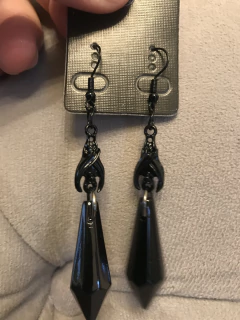 Aros murciélago negro pendulo negro grande - comprar online