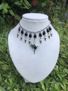 Conjunto collar y aros destello negro en internet