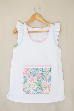 Blanco - Amapola volados Hojas verdes - comprar online