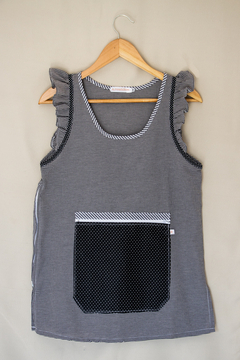 Amapola volados cuadrille negro - Negro lunares - comprar online