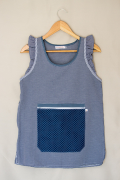 Amapola volados cuadrille azul - Azul lunares - comprar online