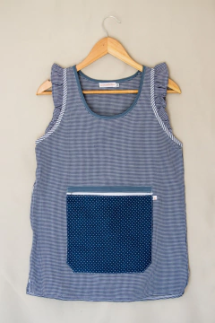 Cuadrille azul - Amapola volados Azul lunares - comprar online