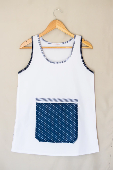 Blanco - Amapola Azul lunares - comprar online