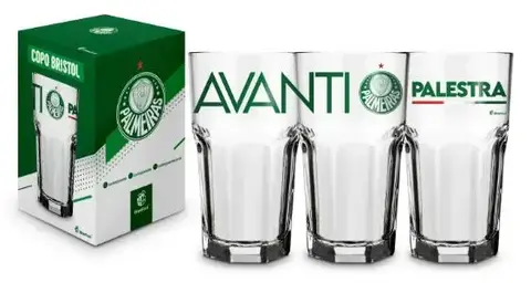 COPO VIDRO 520ML FUTEBOL TIMES - PALMEIRAS