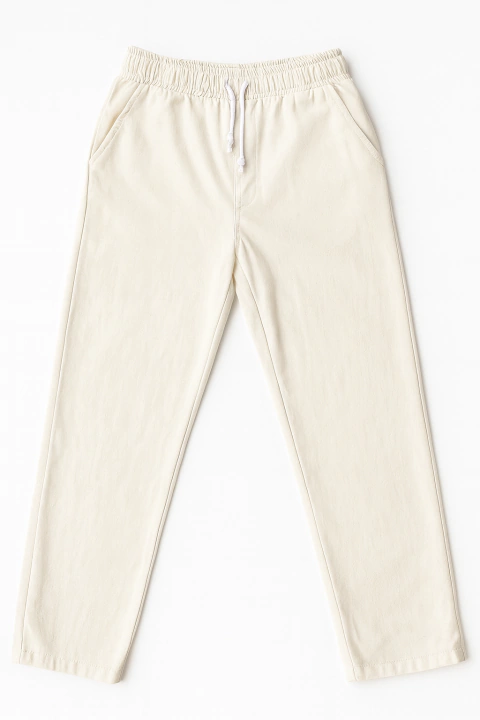 Pantalón de Lino Crudo en corte recto - comprar online