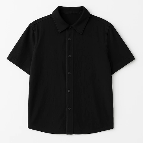 Camisa manga corta de Lino Negro - comprar online