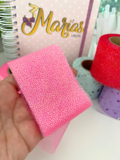 Fita Tule brilho irisado - 6cm - 2 metros