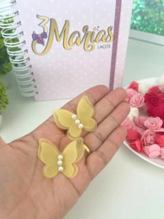 Aplique de boborleta voal com perolas - 2 unidades - comprar online