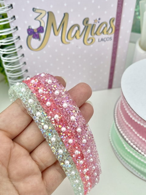 Manta de strass e pérolas - 1 tira de 40cm