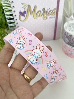 Fita princess coelhinho arco-iris - 38mm - 2 metros