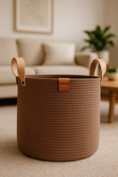 Cesta organizadora 30x30 manijas de cuero en internet