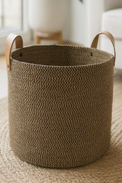 Cesta organizadora 30x30 manijas de cuero