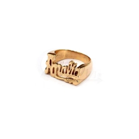 Anillo sello macizo de Oro 18k con nombre calado TF3