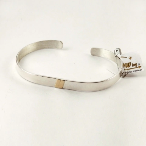 Pulsera De Plata 925 Pinza Con Barra De Oro 18 pinza