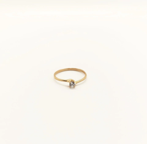 Anillo cintillo Oro 18k solitario con cubic central redondo 3mm TF3