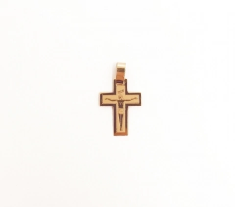 Colgante Dije Cruz Oro 18k Macizo con cristo grabado 0,5 gr