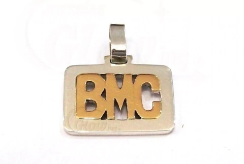 Colgante Marco Plata Rect. 3 Letras Oro 18 Caladas 028 Ch