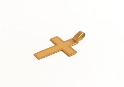 Colgante Dije Cruz Oro 18k Lisa arenada con bordes pulidos 0,7 gr