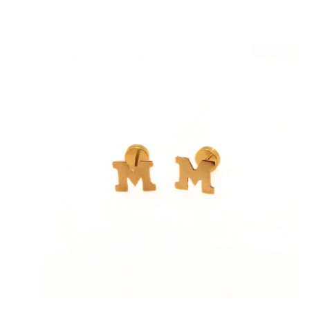 Aros Abridores Oro 18k letras Iniciales Caladas