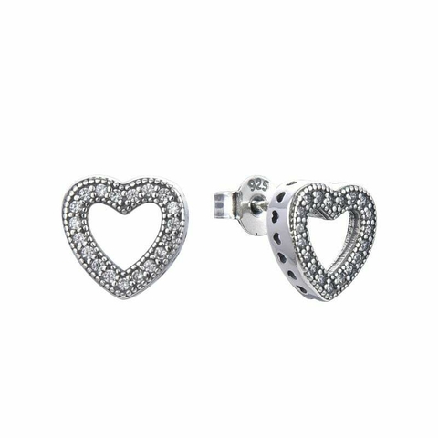 Aros De Plata 925 Forma Corazón calado