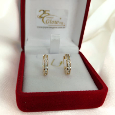 Par De Aros Argollas Cubanitos con piedras De Oro 18k Nena Mujer - comprar online