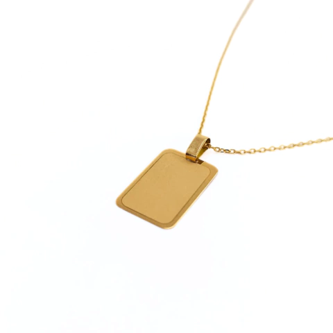 Conjunto cadena y medalla rectangular Oro 18k. Jóvenes