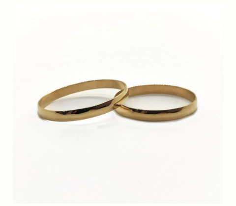 Par de Alianzas Oro 18k Lisas Mod Italiano 2mm 2gr Fotos Reales