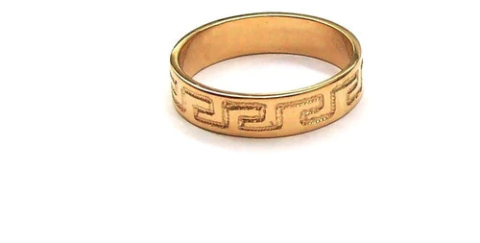 Anillo Oro 18k Cinta C/ Guardia Griega Grabada