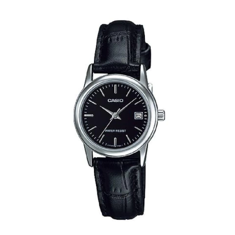 Reloj Mujer Casio Ltp-v002l-1a Cuero Negro