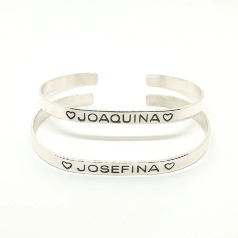 2 Pulseras Pinza Plata 925 Grabadas y empavonadas de 5mm TF2