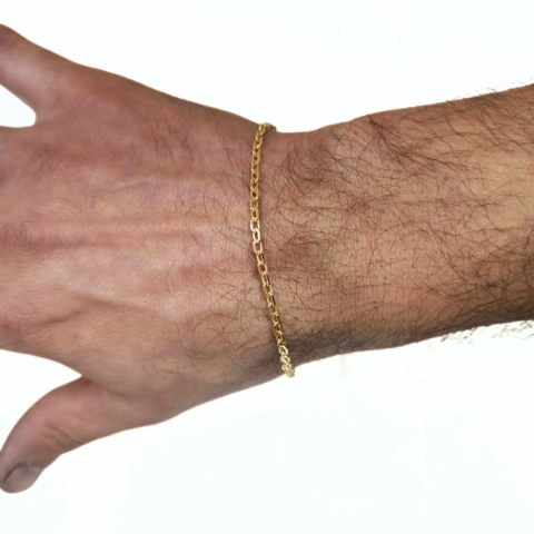 Pulsera Oro 18k Forcet Maciza 3mm Hombre 21cm Clásica