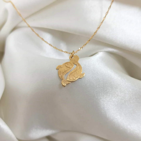 Conjunto Oro 18k cadena y colgante signo del zodiaco