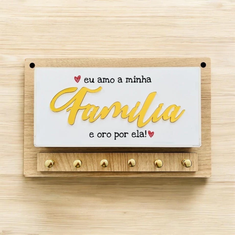 Porta Chaves Eu Amo a Minha Família | 15 X 25 cm