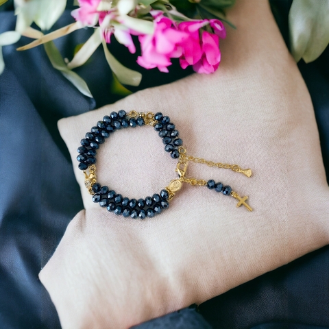 Pulseira Terço Cristal Petróleo