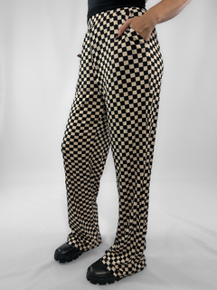 calça pantalona quadriculada - loja online