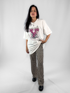 calça pantalona quadriculada - By Bem