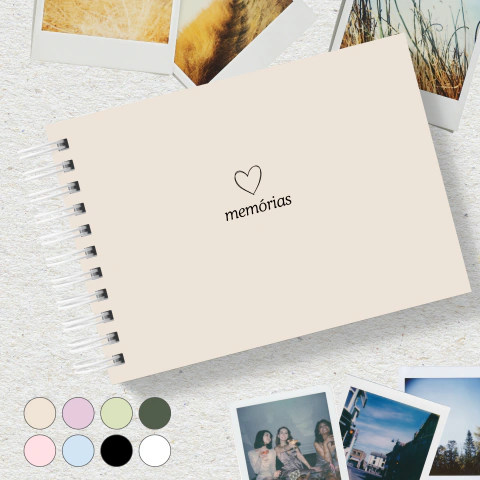 Caderno Memórias Tipo Scrapbook para Fotos/Mensagens Clean