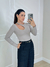 BLUSA ML MARIANA CINZA RECORTE - loja online