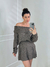 CONJUNTO TRICOT MARROM ACINZENTADO OMBRO A OMBRO