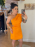 VESTIDO OPEN LINHO OMBRO SO DETALHE CINTURA LARANJA na internet