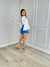 SHORT OPEN AZUL APLICAÇÕES PÉROLAS - comprar online