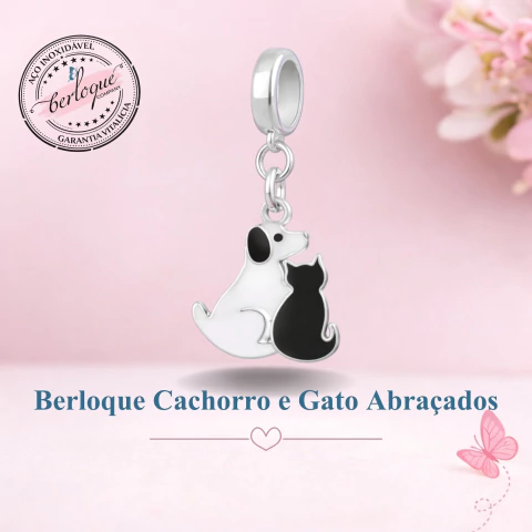 Berloque Cachorro e Gato Abraçados - comprar online