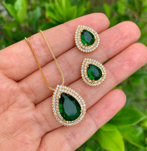 CONJUNTO GOTA VERDE ESMERALDA