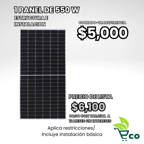 PANEL SOLAR 555W ESTRUCTURA Y MANO DE OBRA